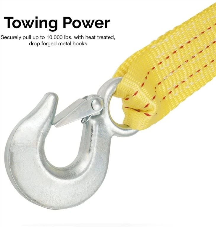 Tow Strap With Safety Hooks